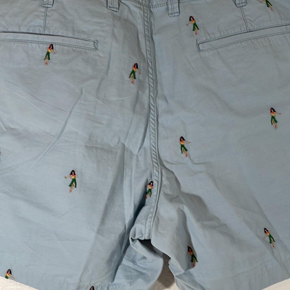 GAP Mens Chino Shorts Hawaiian Hula Girl Print Embroidered With Pockets Sz 38 - Picture 4 of 8